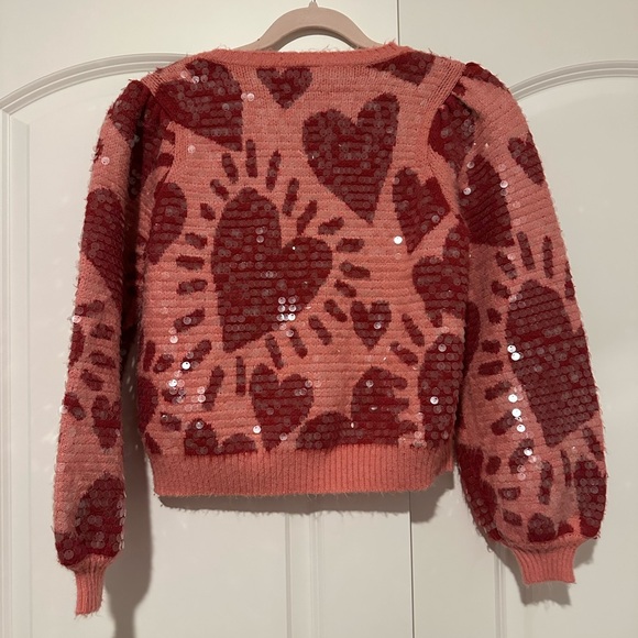 Farm Rio Heart Sequin Crewneck Sweater - Size M - Picture 5 of 5